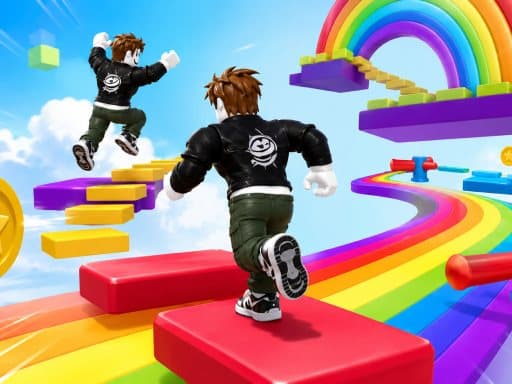 Obby Rainbow Parkour Two Player Adventure game thumbnail